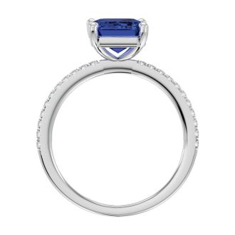 2 Carat Tanzanite and Diamond Ring In 14 Karat White Gold