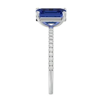 2 Carat Tanzanite and Diamond Ring In 14 Karat White Gold