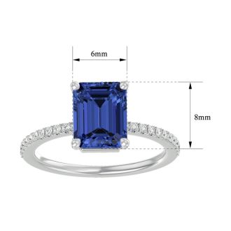 2 Carat Tanzanite and Diamond Ring In 14 Karat White Gold