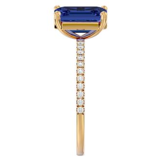 2 Carat Tanzanite and Diamond Ring In 14 Karat Yellow Gold