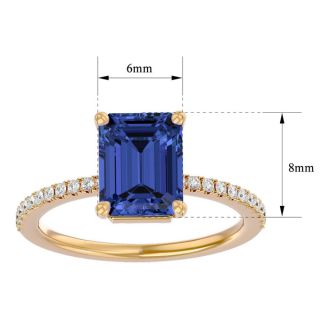 2 Carat Tanzanite and Diamond Ring In 14 Karat Yellow Gold