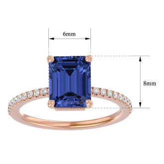 2 Carat Tanzanite and Diamond Ring In 14 Karat Rose Gold