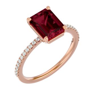Garnet Ring: Garnet Jewelry: 2 Carat Garnet and Diamond Ring In 14 Karat Rose Gold