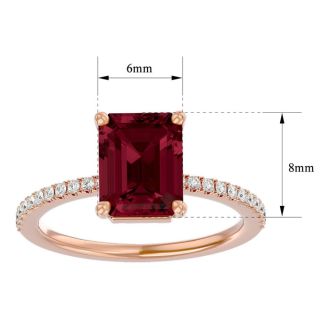 Garnet Ring: Garnet Jewelry: 2 Carat Garnet and Diamond Ring In 14 Karat Rose Gold