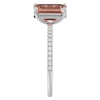 1-1/2 Carat Morganite and Diamond Ring In 14 Karat White Gold
