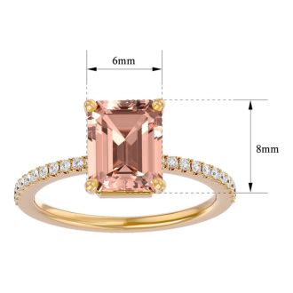 1-1/2 Carat Morganite and Diamond Ring In 14 Karat Yellow Gold
