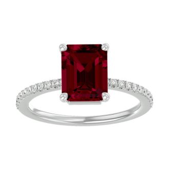 2 1/3 Carat Ruby and Diamond Ring In 14 Karat White Gold