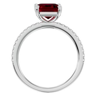 2 1/3 Carat Ruby and Diamond Ring In 14 Karat White Gold