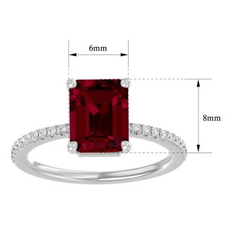 2 1/3 Carat Ruby and Diamond Ring In 14 Karat White Gold