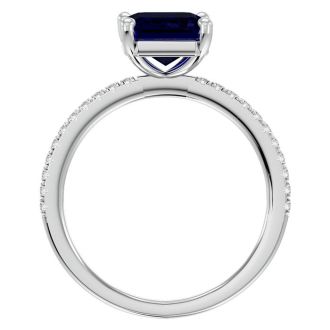 2 1/2 Carat Sapphire and Diamond Ring In 14 Karat White Gold