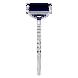 2 1/2 Carat Sapphire and Diamond Ring In 14 Karat White Gold