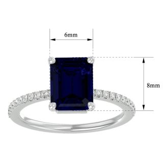 2 1/2 Carat Sapphire and Diamond Ring In 14 Karat White Gold