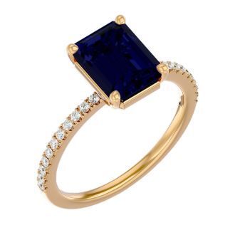 2 1/2 Carat Sapphire and Diamond Ring In 14 Karat Yellow Gold