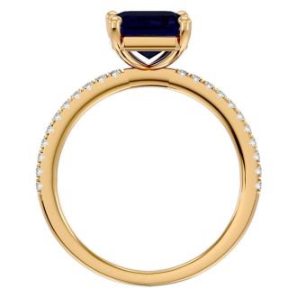2 1/2 Carat Sapphire and Diamond Ring In 14 Karat Yellow Gold