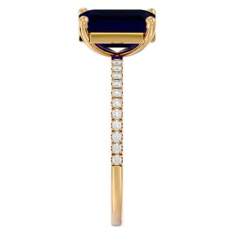 2 1/2 Carat Sapphire and Diamond Ring In 14 Karat Yellow Gold