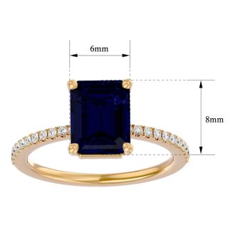 2 1/2 Carat Sapphire and Diamond Ring In 14 Karat Yellow Gold