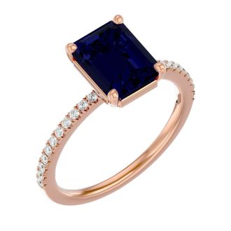 2 1/2 Carat Sapphire and Diamond Ring In 14 Karat Rose Gold