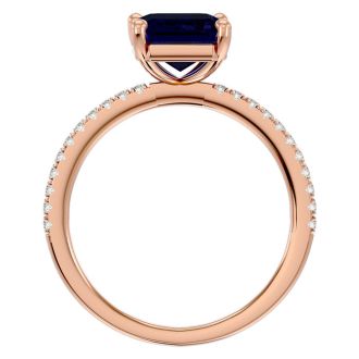 2 1/2 Carat Sapphire and Diamond Ring In 14 Karat Rose Gold