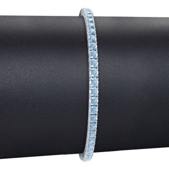 Aquamarine Bracelet: Aquamarine Jewelry: 6.5 Inch 3 1/2 Carat Aquamarine Tennis Bracelet In 14K White Gold