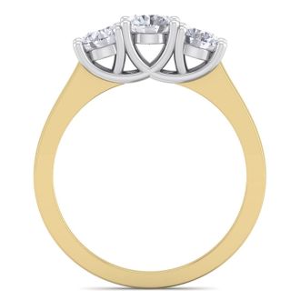 1 Carat Three Diamond Ring In 14 Karat Yellow Gold