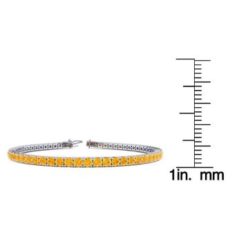 3 1/2 Carat Citrine Tennis Bracelet In 14 Karat White Gold, 6 Inches