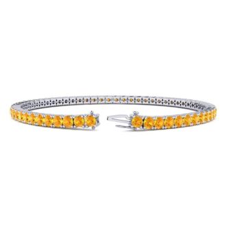 4 1/4 Carat Citrine Tennis Bracelet In 14 Karat White Gold, 7 1/2 Inches