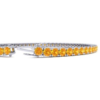 4 1/4 Carat Citrine Tennis Bracelet In 14 Karat White Gold, 7 1/2 Inches