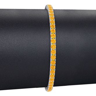 4 3/4 Carat Citrine Tennis Bracelet In 14 Karat White Gold, 8 1/2 Inches