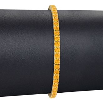 3 1/2 Carat Citrine Tennis Bracelet In 14 Karat Yellow Gold, 6 1/2 Inches