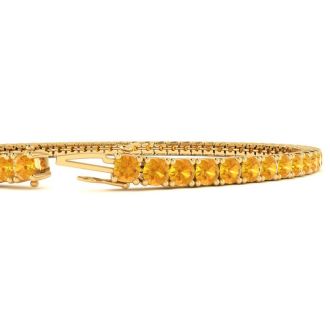 4 1/4 Carat Citrine Tennis Bracelet In 14 Karat Yellow Gold, 7 1/2 Inches