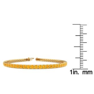4 1/4 Carat Citrine Tennis Bracelet In 14 Karat Yellow Gold, 7 1/2 Inches