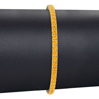 4 1/2 Carat Citrine Tennis Bracelet In 14 Karat Yellow Gold, 8 Inches