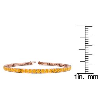3 1/2 Carat Citrine Tennis Bracelet In 14 Karat Rose Gold, 6 Inches