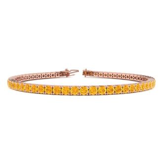 3 1/2 Carat Citrine Tennis Bracelet In 14 Karat Rose Gold, 6 1/2 Inches