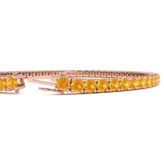 4 Carat Citrine Tennis Bracelet In 14 Karat Rose Gold, 7 Inches