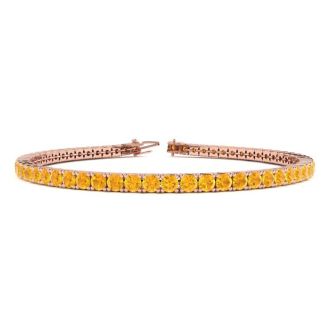 4 1/2 Carat Citrine Tennis Bracelet In 14 Karat Rose Gold, 8 Inches