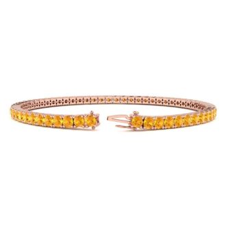 4 3/4 Carat Citrine Tennis Bracelet In 14 Karat Rose Gold, 8 1/2 Inches