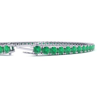 4 Carat Emerald Tennis Bracelet In 14 Karat White Gold, 6 Inches