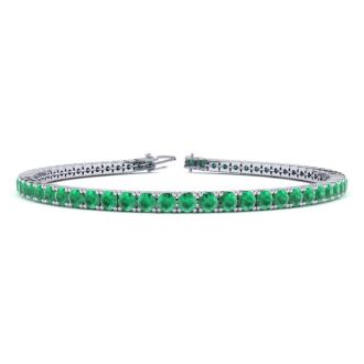 6 Carat Emerald Tennis Bracelet In 14 Karat White Gold, 9 Inches