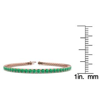 5 1/4 Carat Emerald Tennis Bracelet In 14 Karat Rose Gold, 8 Inches