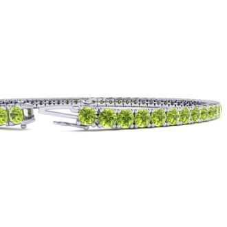 3 1/2 Carat Peridot Tennis Bracelet In 14 Karat White Gold, 6 Inches