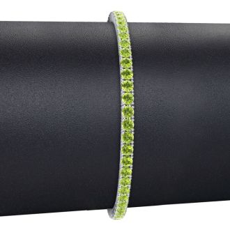 4 3/4 Carat Peridot Tennis Bracelet In 14 Karat White Gold, 8 1/2 Inches