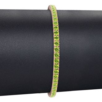 5 Carat Peridot Tennis Bracelet In 14 Karat Rose Gold, 9 Inches
