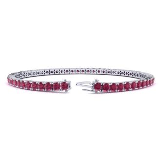 Ruby Bracelet; Ruby Tennis Bracelet; 4 3/4 Carat Ruby Tennis Bracelet In 14 Karat White Gold