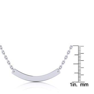 Sterling Silver Curved Bar Necklace With Free Custom Engraving, 18 Inches