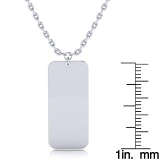 Sterling Silver Rectangular Tag Necklace With Free Custom Engraving, 18 Inches