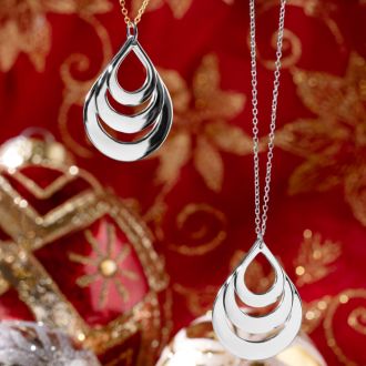 Sterling Silver Triple Teardrop Necklace, 18 Inches
