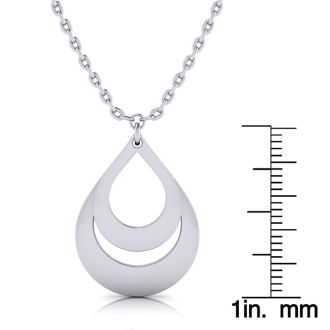 Sterling Silver Double Teardrop Necklace With Free Custom Engraving, 18 Inches