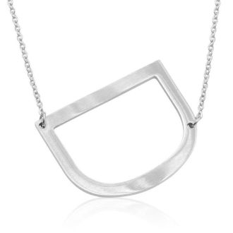 D Initial Sideways Necklace In Silver Overlay, 18 Inches