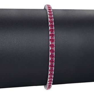 Ruby Bracelet; Ruby Tennis Bracelet; 5 1/4 Carat Ruby Tennis Bracelet In 14 Karat White Gold